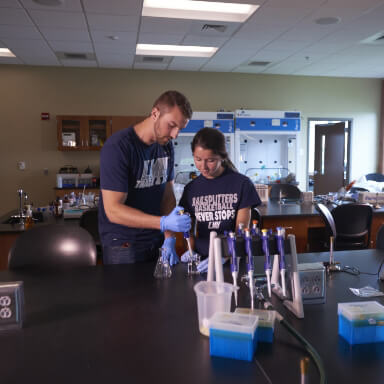 students doing a lab project