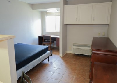 bedroom with desk and dressers