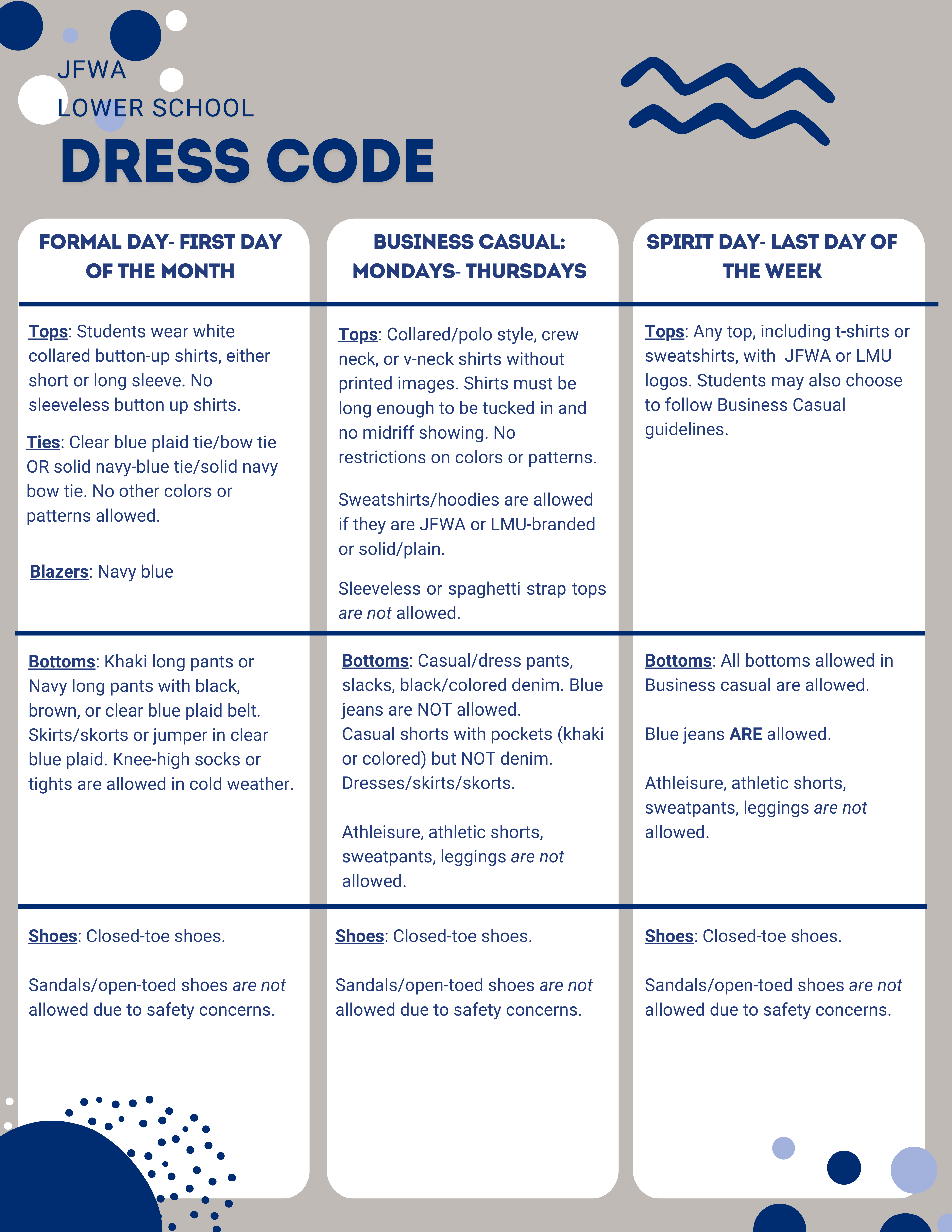 Lower School dress code 2
