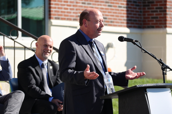 Evans speaking at LMU Homecoming