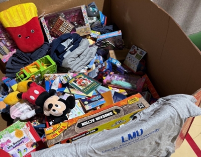 box full of donated toys